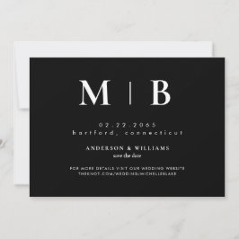Einfache moderne Monogramm Schwarz Save The Date