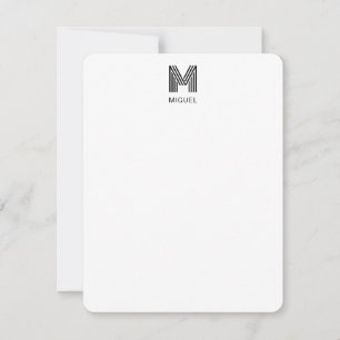 Einfache moderne Monogramm Schwarz/Weiß Mitteilungskarte