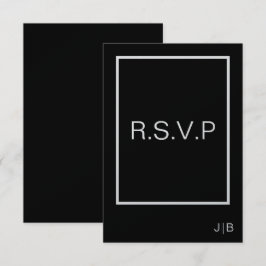 Einfache moderne Monogramm Schwarz-weiße Hochzeit RSVP Karte