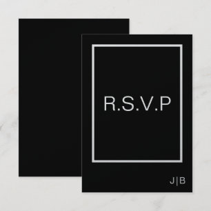 Einfache moderne Monogramm Schwarz-weiße Hochzeit RSVP Karte