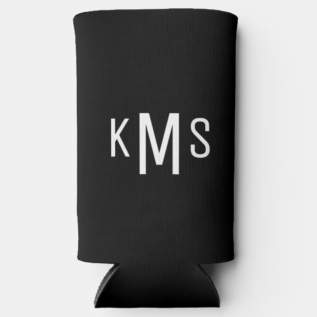 Einfache moderne Monogramm Schwarzer Seltzer kann  Selters Dosenkühler (Vorderseite)