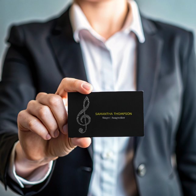 Einfache moderne Musiknote Vollständiger Name mit  Magnetische Visitenkarte (Von Creator hochgeladen)