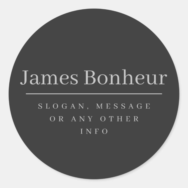 Einfache moderne Name & Slogan oder Kontaktinforma Runder Aufkleber (Vorderseite)