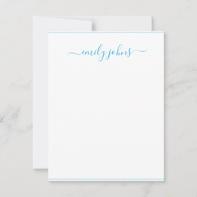 Einfache moderne Navy Blue Script Beruflich Mitteilungskarte (Vorderseite)