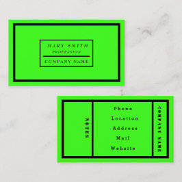 Einfache moderne Neon Fluorescent Green Visitenkarte