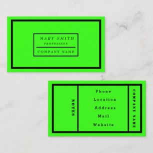 Einfache moderne Neon Fluorescent Green Visitenkarte