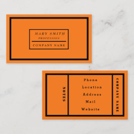 Einfache moderne Neon Fluorescent Orange Visitenkarte