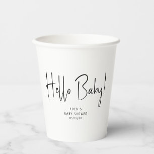 Einfache moderne Neutral Hello Baby! Babyparty Pappbecher