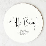 Einfache moderne, neutrale Babydusche Hallo Baby Runder Pappuntersetzer<br><div class="desc">Genießen Sie Ihren kleinen Gaumen mit unserem modernen, neutralen Baby Dusche, dem Baby Round Paper Untersetzer, das ein minimalistisches Schwarz-Weiß-Design bietet, das modern und hübsch ist. Das moderne, geschlechtsneutrale Ambiente mit seiner sauberen, boho-inspiriert Ästhetik eignet sich perfekt, um einen kleinen Jungen oder ein Mädchen zu jeder Jahreszeit willkommen zu heißen...</div>