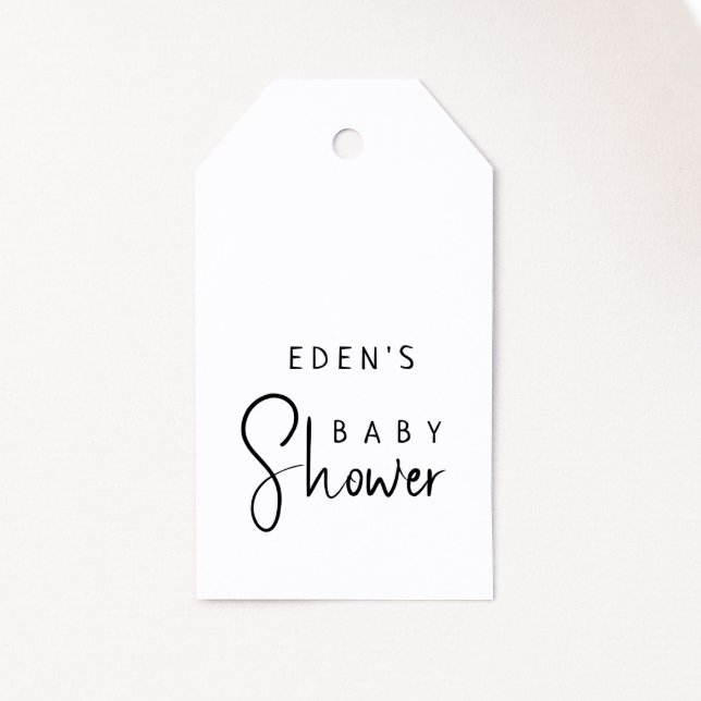 Einfache moderne neutrale Babydusche-Liebesmarken Geschenkanhänger (Von Creator hochgeladen)