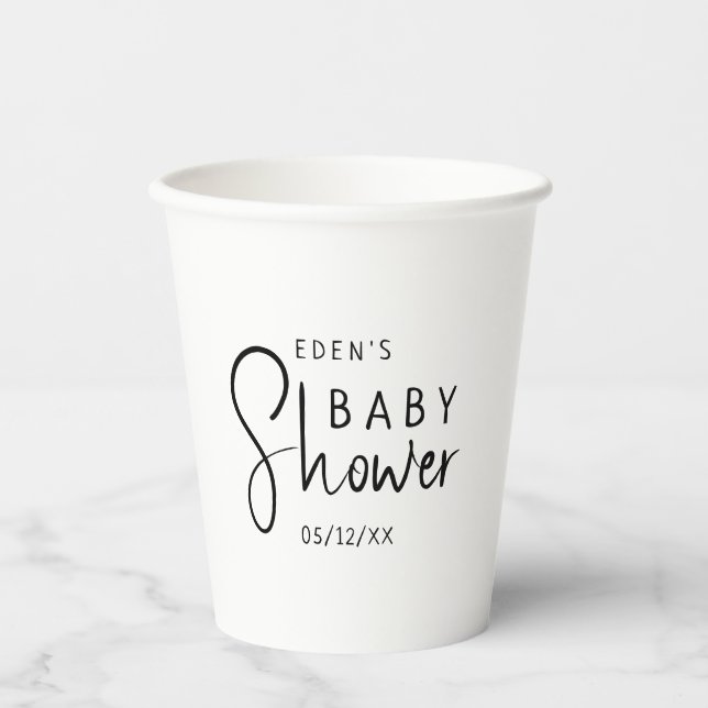 Einfache moderne, neutrale Babydusche Pappbecher (Vorderseite)