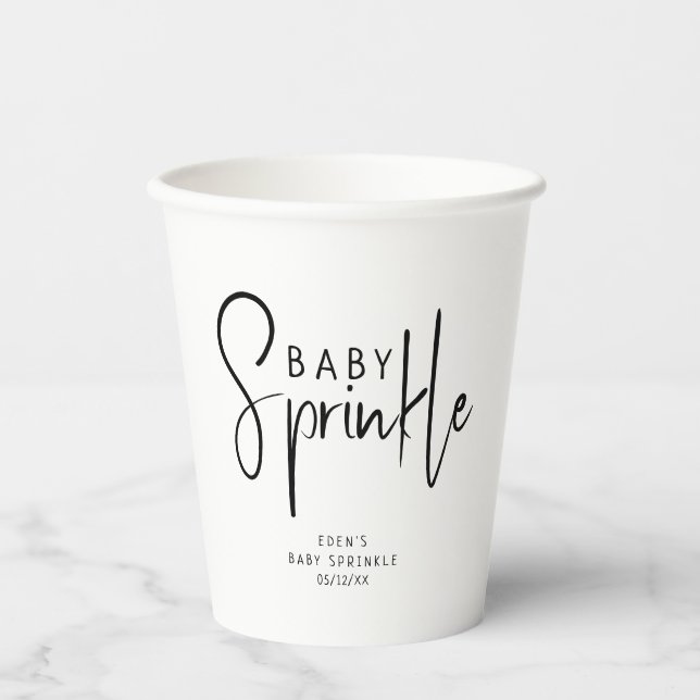 Einfache, moderne, neutrale Babysprinkle Pappbecher (Vorderseite)