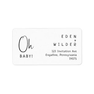 Einfache moderne neutrale Oh Baby-UAWG-Rücksendead Adressaufkleber