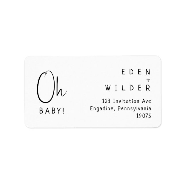 Einfache moderne neutrale Oh Baby-UAWG-Rücksendead Adressaufkleber (Vorne)