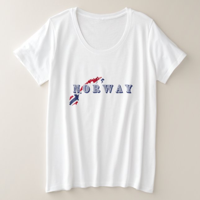 Einfache moderne norwegische Buchstabenflagge Souv Große Größe T-Shirt (Design vorne)