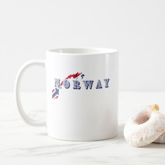 Einfache moderne norwegische Buchstabenflagge Souv Kaffeetasse (Mit Donut)
