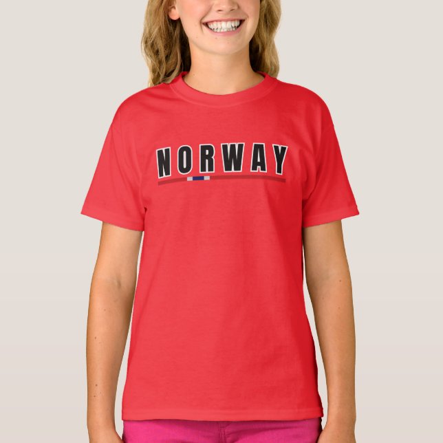 Einfache moderne norwegische Buchstabenflagge Souv T-Shirt (Vorderseite)