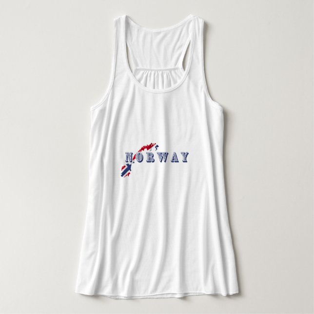 Einfache moderne norwegische Buchstabenflagge Souv Tank Top (Design Vorderseite)