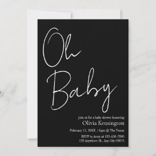 Einfache moderne Oh Baby Black and White Baby Dusc Einladung