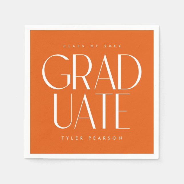 Einfache moderne Orange Graduierungspartei Serviette (Vorderseite)