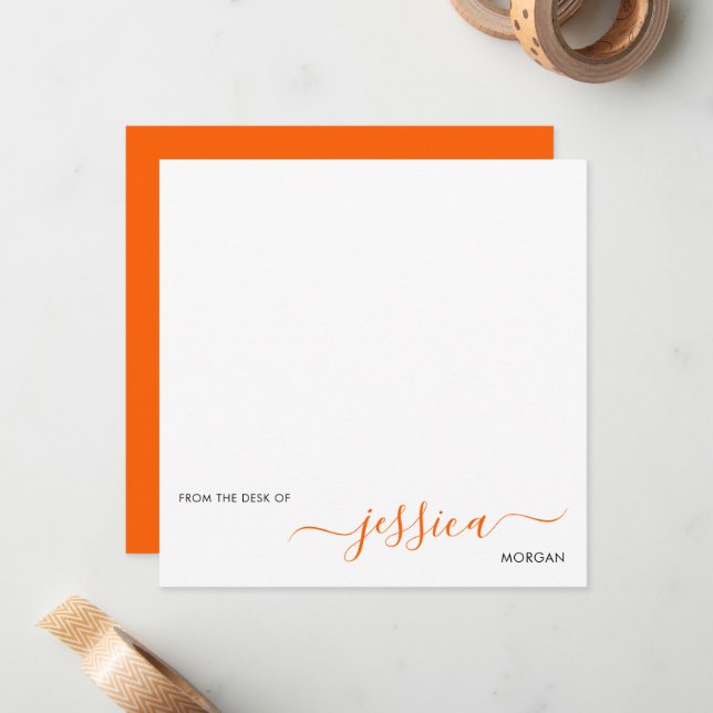 Einfache, moderne Orange-Schrift Mitteilungskarte (Vorderseite/Rückseite Beispiel)