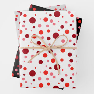 Einfache moderne Pastel Ruby Red Cranberry Polka D Geschenkpapier Set
