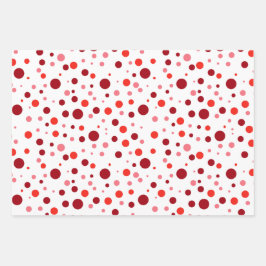 Einfache moderne Pastel Ruby Red Cranberry Polka D Geschenkpapier Set