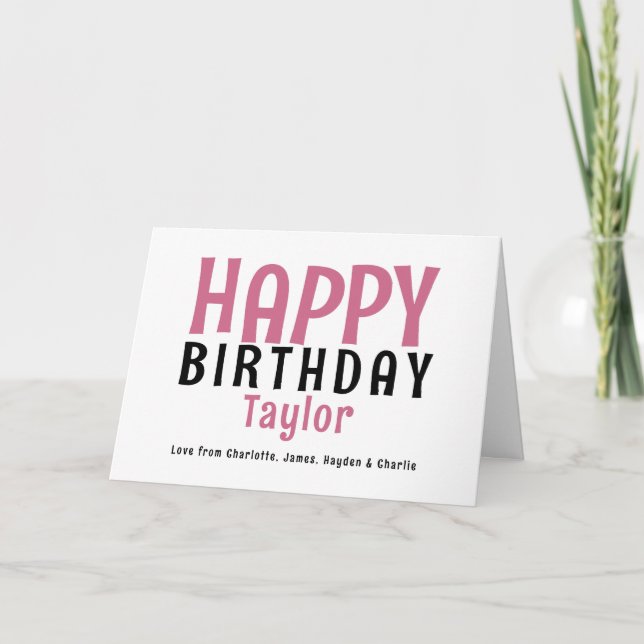 Einfache moderne Personalisierte Bezeichnung Happy Karte (Vorderseite)