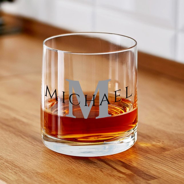 Einfache moderne Personalisierte Bezeichnung Initi Whiskyglas (Von Creator hochgeladen)