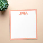 Einfache, moderne Pfirsichmonogramm Notizblock<br><div class="desc">Erstellen Sie Ihre eigene personalisierte Monogramm-Schreibmaschine mit Ihren eigenen Initialen oder Namen in moderner minimalistischer Typografie.</div>