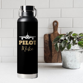 Einfache moderne PILOT-Typografie, Gold Black, kun Trinkflasche