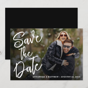 Einfache moderne Pinsel-Schrift-Foto-Hochzeit Save The Date