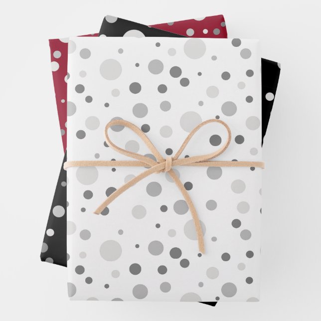 Einfache moderne Platinsilber Graue Polka Dot Geschenkpapier Set (Beispiel)