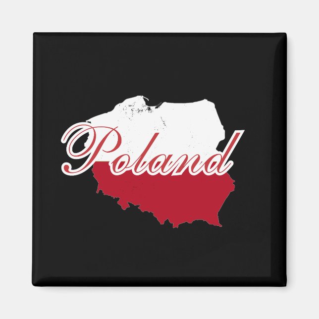 Einfache moderne Polen Flaggenkarte Souvenir Magnet (Vorne)
