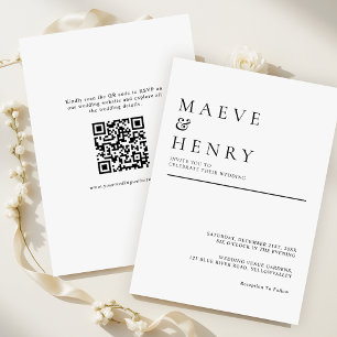 Einfache moderne QR-Code-Minimalist-Hochzeit Einladung