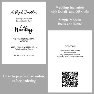 Einfache moderne QR-Code-RSVP-Hochzeitseinladung Einladung