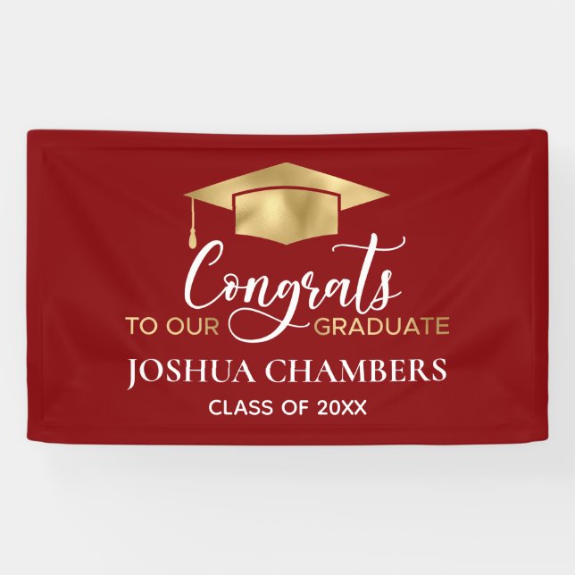 Einfache moderne Red Gold Abschluss Banner (Horizontal)