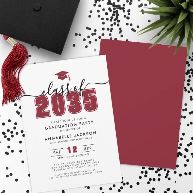 Einfache moderne Red Graduation Party Einladung (Simple Modern Red Graduation Party Invitation)