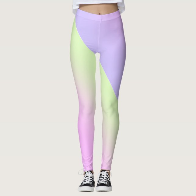Einfache moderne Regenbogenfarben Wasserfarbe Leggings (Vorderseite)