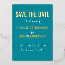 Einfache moderne Retro-Aquamarin Save the Date Gol