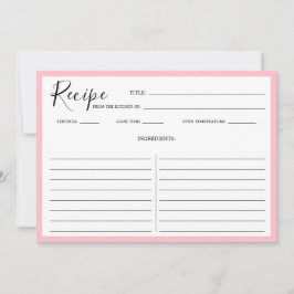 Einfache moderne Rezept-Karte Rosa Einladung
