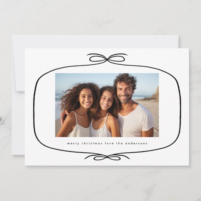 Einfache moderne Ribbon-Foto Weihnachten (Vorderseite)
