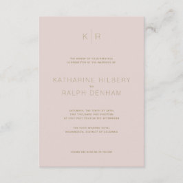 Einfache, moderne rosa Beige Einladung zur Hochzei