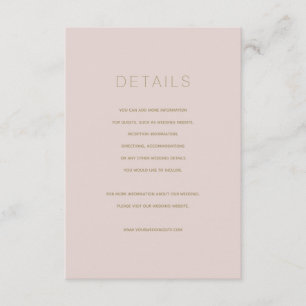 Einfache, moderne, rosa Beige-Hochzeitskarte Begleitkarte