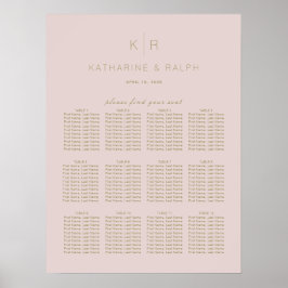 Einfache, moderne rosa Beige Hochzeitstabelle Poster