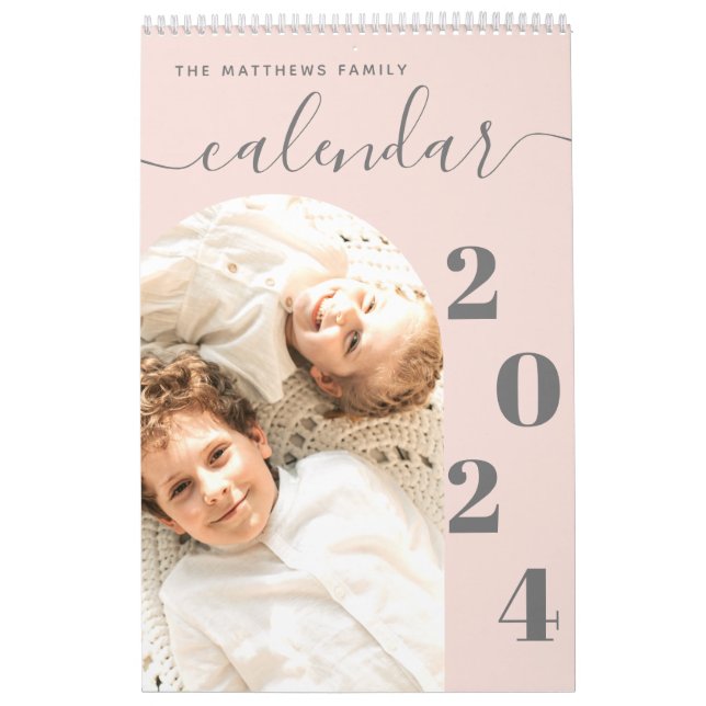 Einfache, moderne, rosa Foto-Planer Kalender (Titelbild)