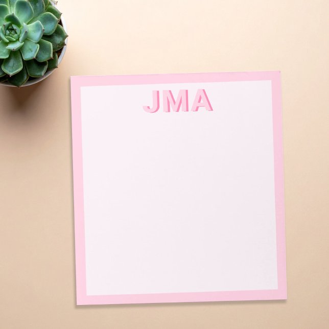 Einfache, moderne rosa Monogramm Notizblock (Von Creator hochgeladen)