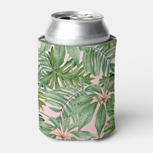 Einfache, moderne, rosa Palmblätterblätter tropisc Dosenkühler (Kanne Vorderseite)