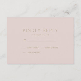 Einfache, moderne rosafarbene Beige-Hochzeitkarte  RSVP Karte