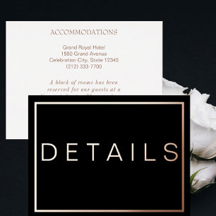 Einfache moderne ROSE Gold Border Wedding RSVP Folie Einladungspostkarte